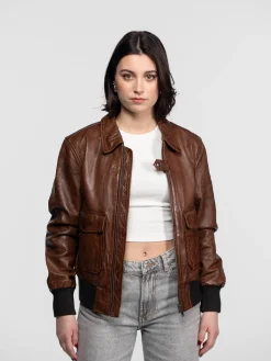 Alicia - Veste aviateur cuir femme
