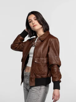 Alicia - Veste aviateur cuir femme