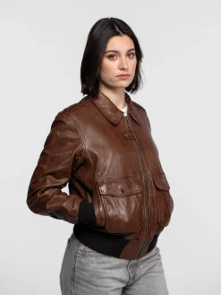 Alicia - Veste aviateur cuir femme