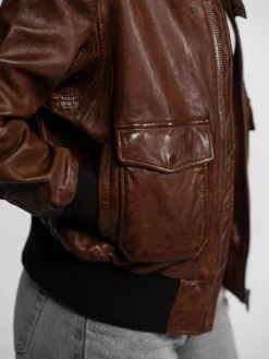 Alicia - Veste aviateur cuir femme