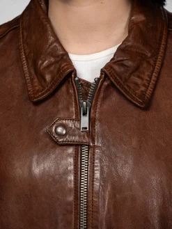 Alicia - Veste aviateur cuir femme