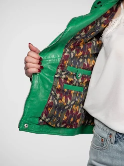 Anthea - Blouson biker cuir femme