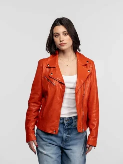 Anthea - Blouson biker cuir femme