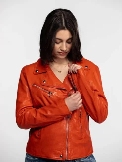Anthea - Blouson biker cuir femme