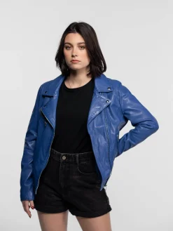 Anthea - Blouson biker cuir femme