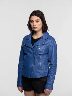 Anthea - Blouson biker cuir femme