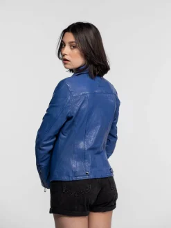 Anthea - Blouson biker cuir femme