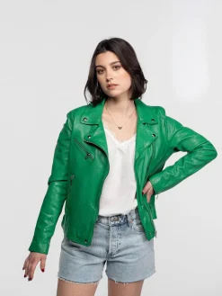 Anthea - Blouson biker cuir femme