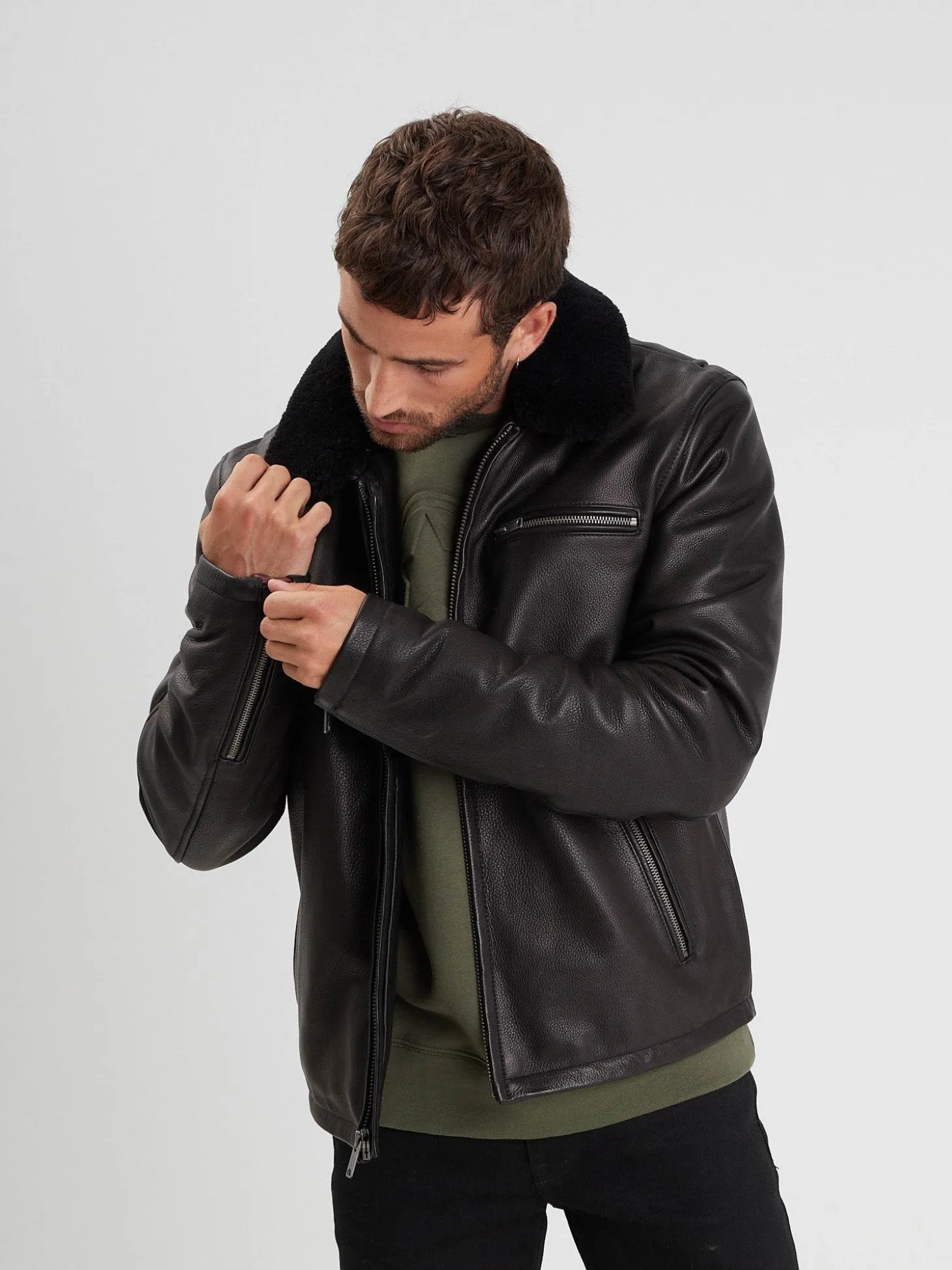 Asphalt - Blouson cuir aviateur homme