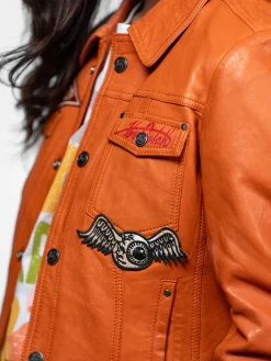 Asya - Veste cuir vintage femme
