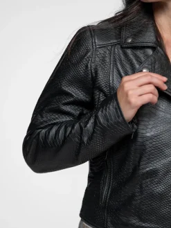Ava - Blouson biker cuir femme