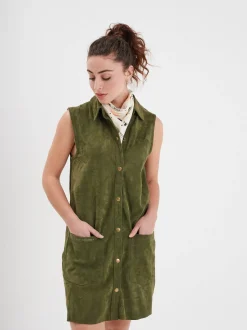 Baez - Robe cuir en boutonniere