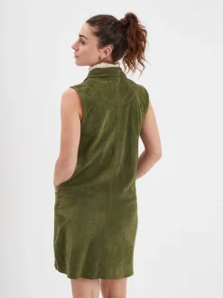 Baez - Robe cuir en boutonniere