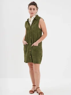 Baez - Robe cuir en boutonniere