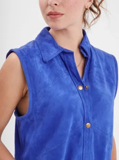 Baez - Robe cuir en boutonniere