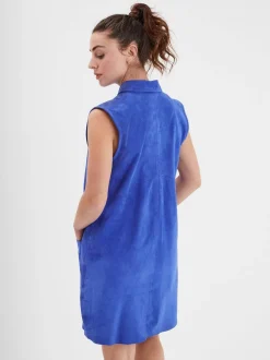 Baez - Robe cuir en boutonniere