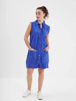 Baez - Robe cuir en boutonniere
