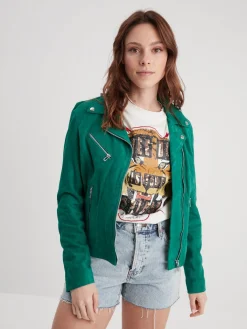 Bonita suede - Blouson rétro cuir femme