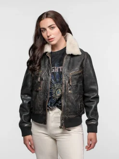 Butler - Blouson aviateur cuir femme