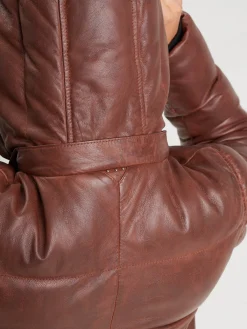 Careli - Doudoune longue cuir femme