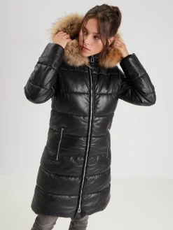 Careli - Doudoune longue cuir femme