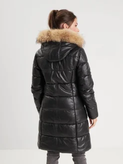 Careli - Doudoune longue cuir femme