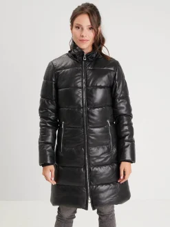 Careli - Doudoune longue cuir femme