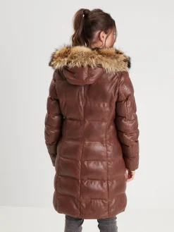 Careli - Doudoune longue cuir femme