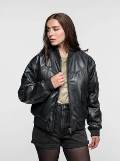 Courtney - Bomber cuir oversize femme