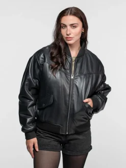 Courtney - Bomber cuir oversize femme