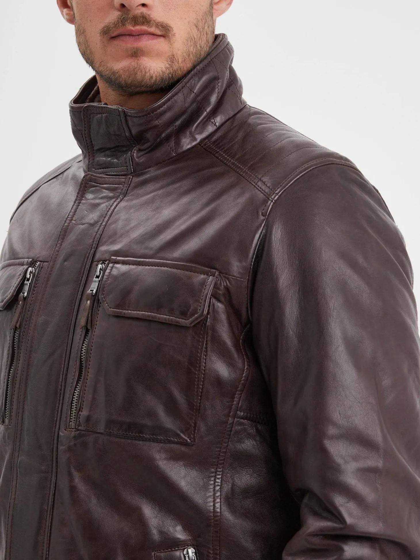 Crowell - Veste vintage cuir homme
