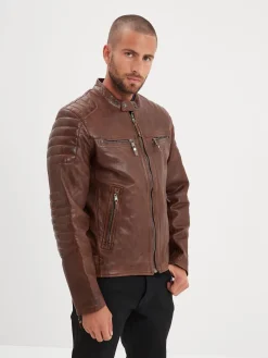 Cruces - Blouson motard cuir homme