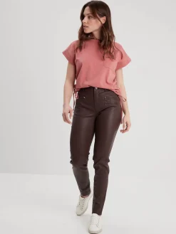 Dina - Pantalon stretch cuir femme