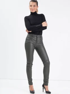 Dina - Pantalon stretch cuir femme