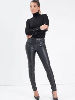 Dina - Pantalon stretch cuir femme
