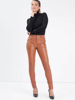 Dina - Pantalon stretch cuir femme