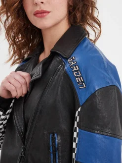 Duncan - Veste cuir oversize racing