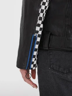 Duncan - Veste cuir oversize racing