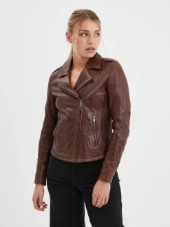 Eya - Blouson biker cuir femme