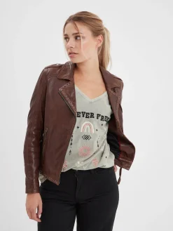 Eya - Blouson biker cuir femme