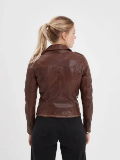 Eya - Blouson biker cuir femme