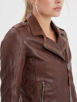 Eya - Blouson biker cuir femme