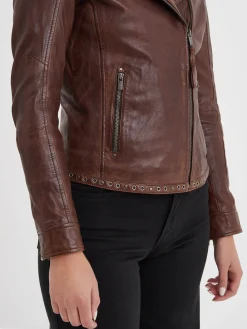Eya - Blouson biker cuir femme