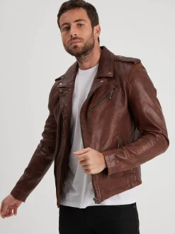 Golberg - Blouson biker cuir homme