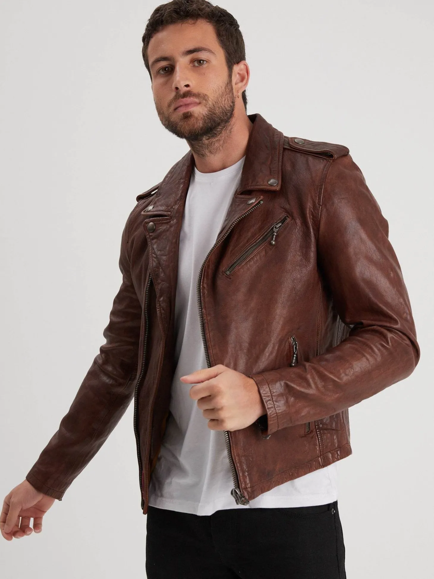 Golberg - Blouson biker cuir homme