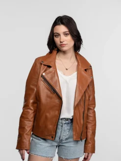 Haven - Blouson biker cuir femme