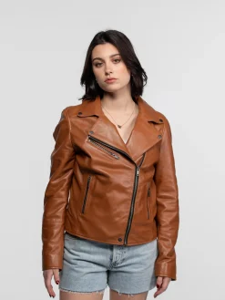 Haven - Blouson biker cuir femme
