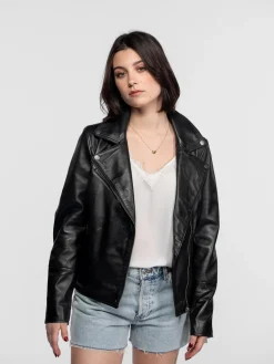 Haven - Blouson biker cuir femme