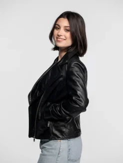 Haven - Blouson biker cuir femme