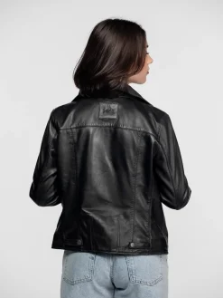 Haven - Blouson biker cuir femme